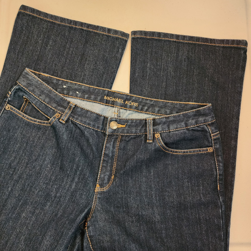 Michael Kors Izzy Bootcut Jeans Size 10 Dark Wash Sculpting Flex Denim